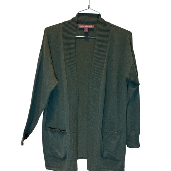 NEW Women's “Gloria Vanderbilt” Green Open Front Cardigan Sweater - Picture 3 of 7